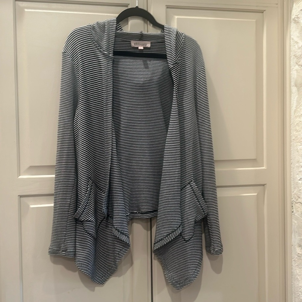 Philosophy Women’s Black & White Hooded Open Front Cardigan Size Large